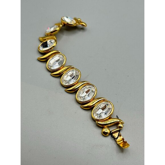 Napier 1990 Bracelet Book Piece Gold Plated Swarovski Crystals Hollywood Series - Picture 3 of 8